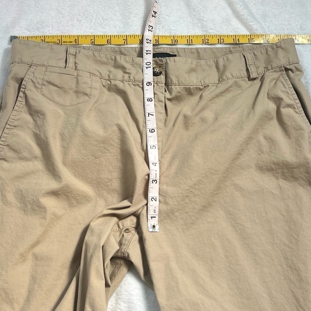 Talbots Boyfriend High Rise Straight Leg Khaki Solid Tan Cotton Chino Pants 14 - Picture 3 of 6